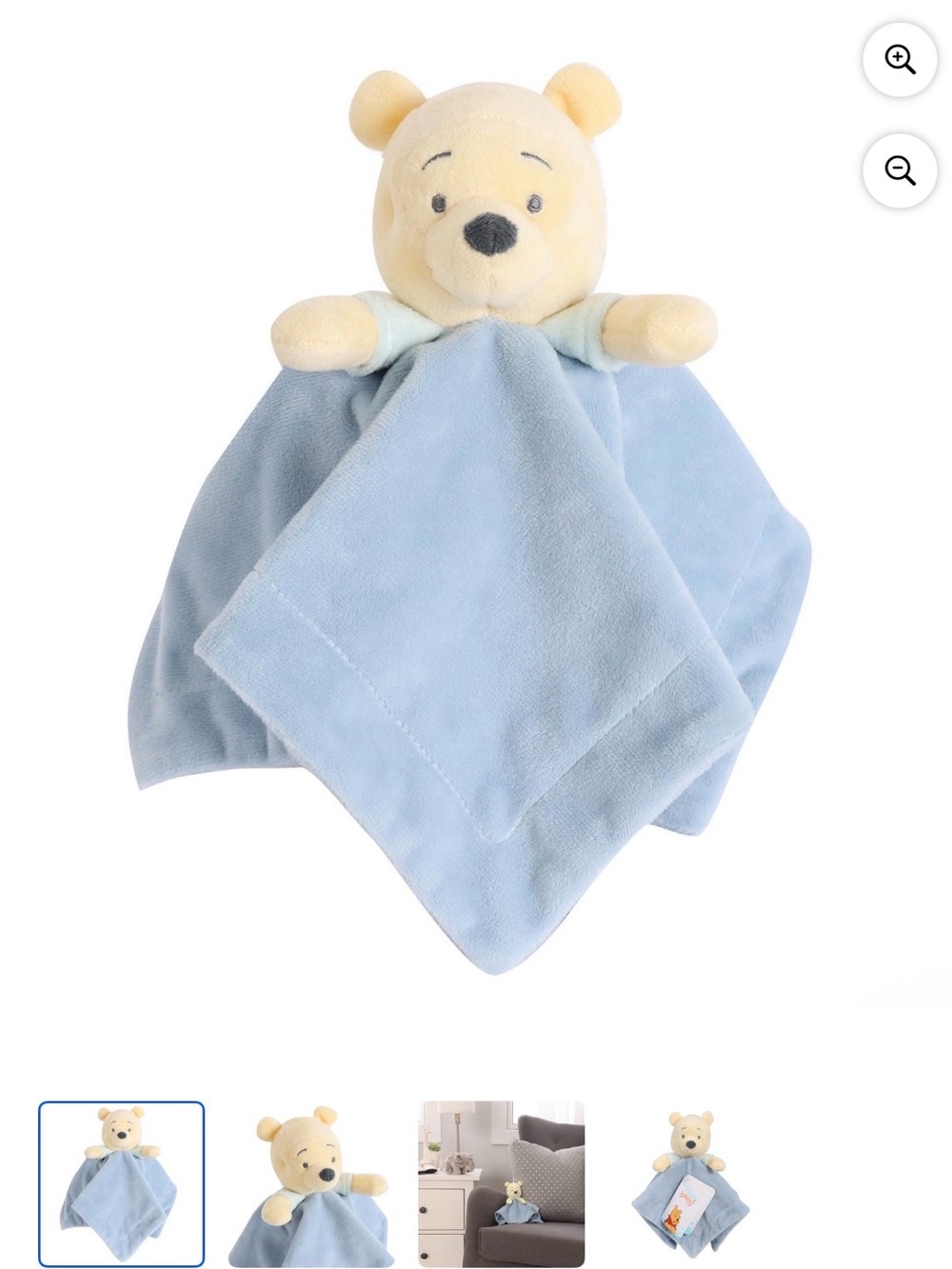 Disney Winnie the Pooh Baby Buddy Plush Bear Lovey Security Blanket - Light Blue